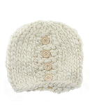 NYfashion101 Wood Button Accent Handmade Big Loop Winter Knit Beanie Hat