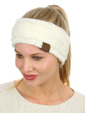 C.C Soft Stretch Winter Warm Cable Knit Fuzzy Lined Ear Warmer Headband