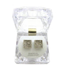 6 Stone Row Square Shape Stud Magnetic Earrings
