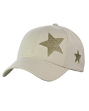 C.C Women's Glitter Star Cut Design Cotton Adjustable Precurved Baseball Cap Hat