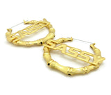 SASSY Charm Bamboo Door Knocker Hoop Pincatch Earrings, Gold-Tone