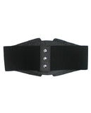 NYFASHION101 Women's Denim Lace-Up Corset Stretch Waist Belt, Black Denim
