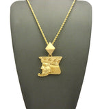 Polished Poker King pendant w/2mm 24" Rope Chain Necklace
