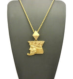 Polished Poker King pendant w/2mm 24" Rope Chain Necklace