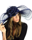 NYFASHION101 Kentucky Derby Enlarged Sheer Floral Accent Sinamay Dress Hat