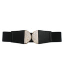 NYFASHION101 Women's Stretch Waist Belt w/ Stone Stud Round Front Closure