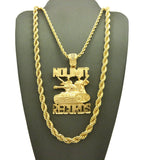 No Limit Records Tank Pendant on 3.5mm 24" Rope Chain with 6mm 30" Rope Chain Necklace in Gold-Tone