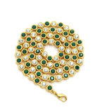 Hip-Hop Rapper's Style 6mm 22" Acrylic Stone Chain Necklace, Gold-Tone/Green & Clear Stone
