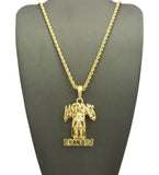 Polished Hollow Layered Last Kings Record Label Pendant w/ Chain Necklace