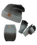 NYfashion101 Exclusive 3 Piece Two Tone Boot Cuff, Beanie & Mitten Set