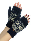 NYfashion101 Exclusive Snowflake Pattern Convertible Flip Cuff Mittens