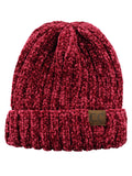 C.C Unisex Chenille Soft Warm Stretchy Thick Cuffed Knit Beanie Cap Hat