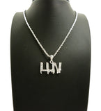Stone Stud LUV Drip Effect Micro Pendant with Rope Chain Necklace