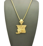 Polished Poker King pendant w/2mm 24" Box Chain Necklace
