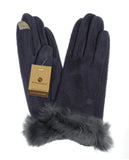NYfashion101 Exclusive Women's Faux Fur Trim Touchscreen Compatible Winter Gloves