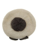 NYfashion101 Soft Pom Pom Two Tone Handmade Bow Knit Beanie Hat