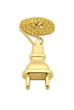 Gold-Tone Polished Power Plug Pendant with Chain Necklace