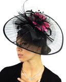NYFASHION101 Cocktail Sinamay Fascinator Headband Feather & Flower Design