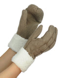 NYfashion101 Exclusive Winter Warm Sherpa Lined Cable Knit Cuff Mitten