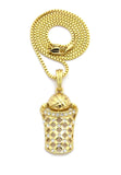 Stone Stud Basketball Net Pendant , Gold-Tone