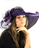 NYFASHION101 Kentucky Derby Enlarged Sheer Floral Accent Sinamay Dress Hat