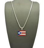 Puerto Rico Flag Micro Pendant with Chain Necklace