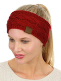C.C Soft Stretch Winter Warm Cable Knit Fuzzy Lined Ear Warmer Headband