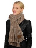 C.C Women's Ultra Soft Chenille Ribbed Thick Warm Knit Shawl Wrap Scarf