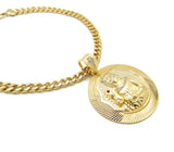 NYFASHION101 Stone Stud St. Barbara Round Pendant 9mm Cuban Chain Necklace