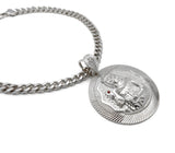 NYFASHION101 Stone Stud St. Barbara Round Pendant 9mm Cuban Chain Necklace