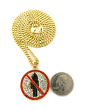 Red Stone Stud Border Mini Rapper Monster Logo Pendant w/ 24" Chain Necklace