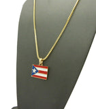 Puerto Rico Flag Micro Pendant with Chain Necklace