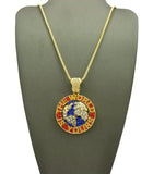Color Stone Stud The World is Yours Pendant with Chain Necklace