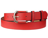 Eurosport Women's Slim Bonded Leather Casual Belt with 2 Tone Buckle