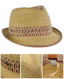 NYFASHION101 Multicolored Weaved Band and Trim Stingy Trilby Fedora Hat