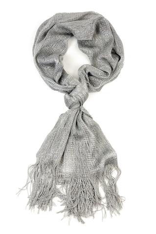 NYFASHION101 Fashionable Sparkly Glitter Thread Lightweight Tassel Scarf, Silver