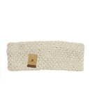 NYfashion101 Sparkly Crystal Accent Knitted Elastic Warm Headband Headwrap - Beige