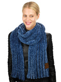 C.C Women's Ultra Soft Chenille Ribbed Thick Warm Knit Shawl Wrap Scarf