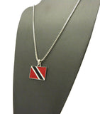 Trinidad and Tobago Flag Micro Pendant w/ Chain Necklace