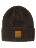 C.C Unisex Plain Cuff Skull Cap Winter Knit Beanie Hat