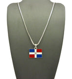Dominican Republic Flag Micro Pendant w/ Chain Necklace