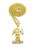 Polished Hollow Layered Last Kings Record Label Pendant w/ Chain Necklace