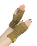 NYfashion101 Exclusive Women's Fingerless Short Arm Warmer w/ Button Accent