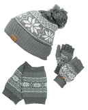 NYfashion101 Exclusive Snowflake Pattern Knit Boot Cuff, Beanie & Mitten Set