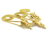 Triple Stone Stud Angel Wing Pendant Set with Box and Rope Chain Necklaces in Gold-Tone Be the first to review this item