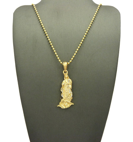 Gold-Tone Contoured Mother Mary Pendant w/ Chain Necklace