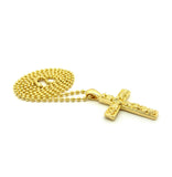 Gold-Tone Polished Nugget Cross Micro Pendant w/ Chain Necklace