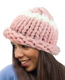 Two Tone Single Strip Handmade Big Loop Helsinski Hat Beanie