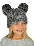 C.C Kids' Children's Cable Knit Double Ear Pom Cuffed Beanie Cap Hat