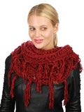C.C Women's Soft Solid Chenille Net Fringed Tassel Infinity Wrap Scarf